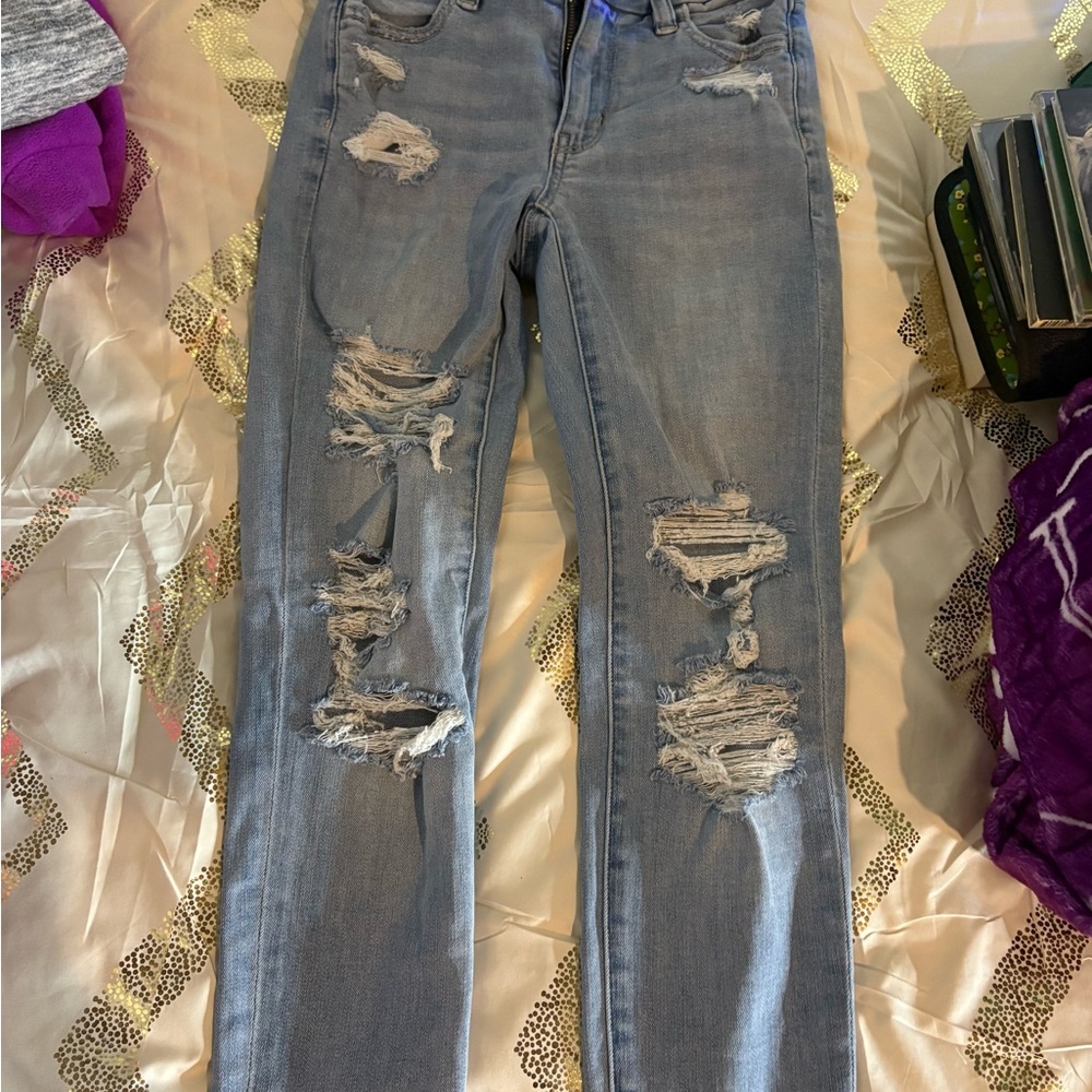 American Eagle Outfitters Ripped Gray Skinny Jeans
